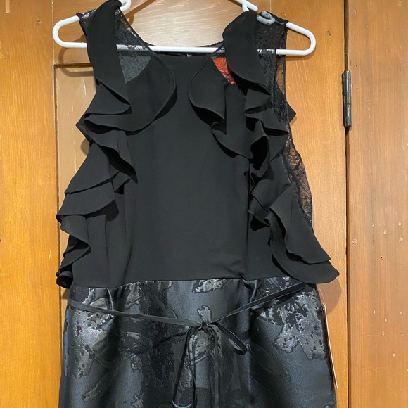 Brand New,RARE,Monique Lhuillier Black Floral Formal Long Dress,Size 12 - Picture 4 of 7